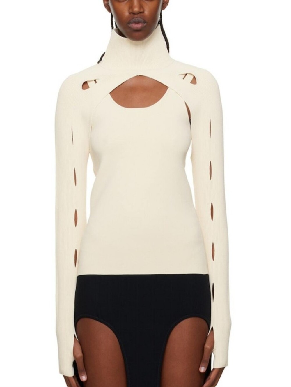 Dion Lee Cream Cutout Turtleneck Pullover